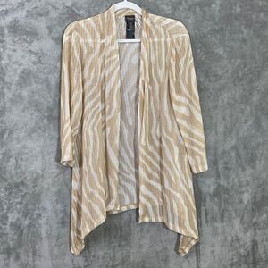 Chico's Travelers 0/ US  Small Open Front 3/4 Sleeve Mesh Cardigan Topper